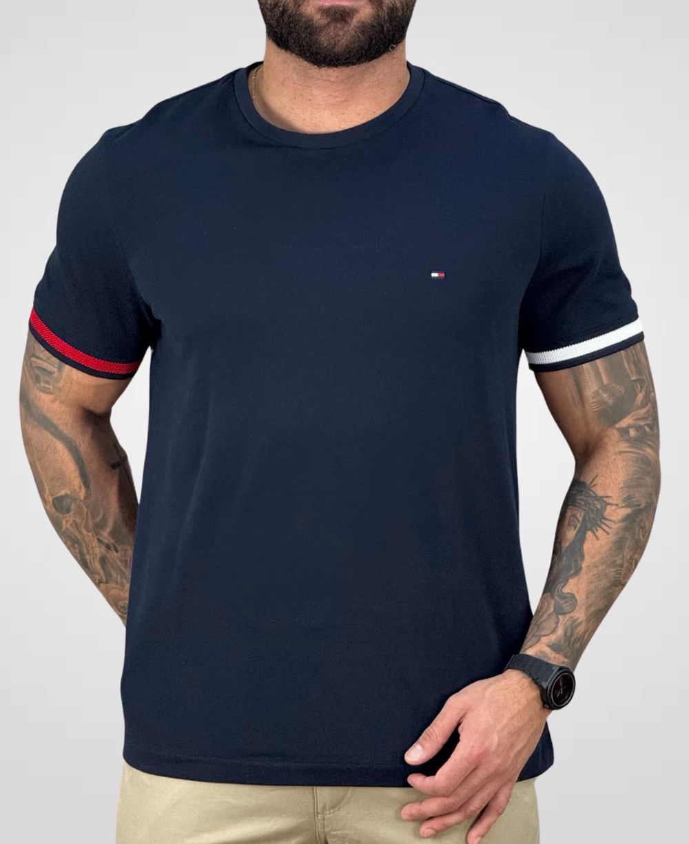 Camiseta Azul Marinho Masculina Piquet - Tommy Hilfiger