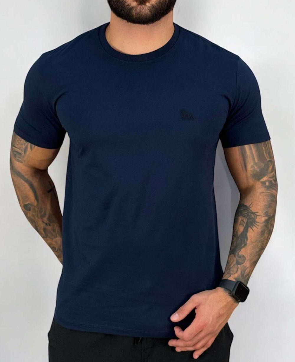 Camiseta Azul Escuro Casual Masculina Wolf - Acostamento
