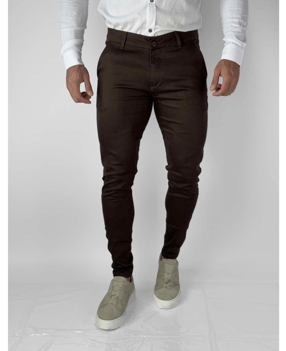 Calça Alfaiataria Marrom Masculina Super Skinny - Paladho´s Jeans