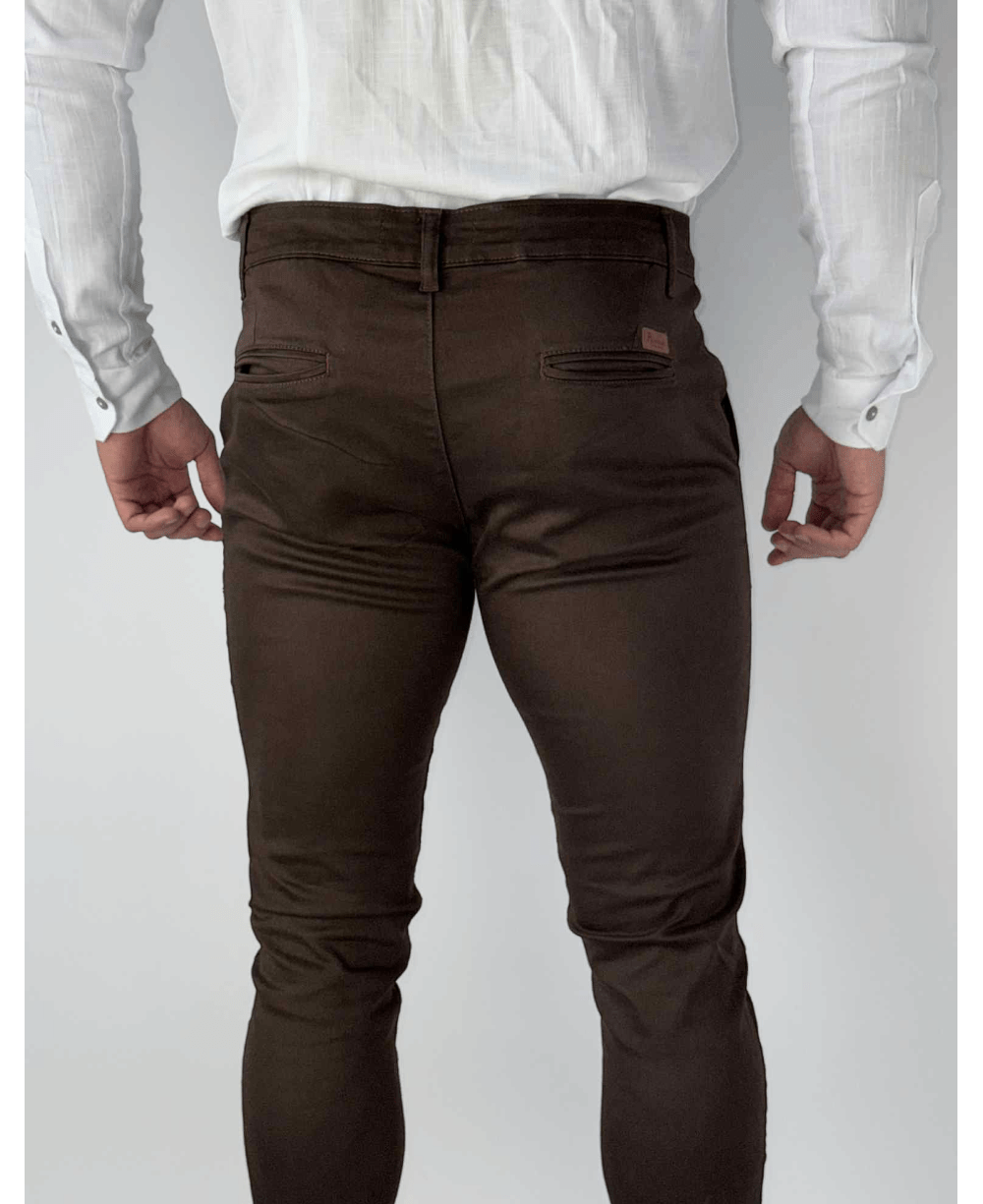 Calça Alfaiataria Marrom Masculina Super Skinny - Paladho´s Jeans