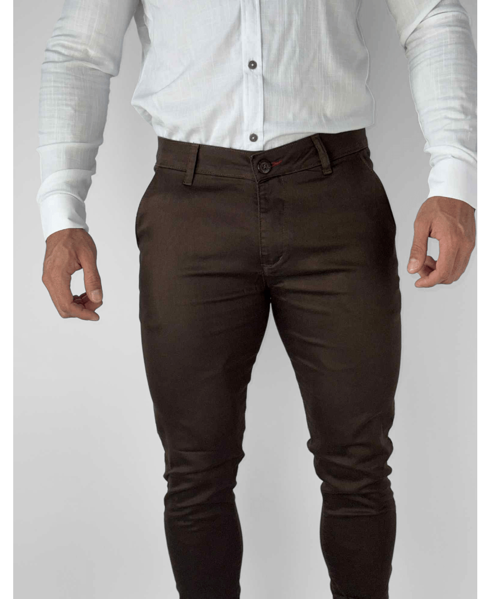 Calça Alfaiataria Marrom Masculina Super Skinny - Paladho´s Jeans
