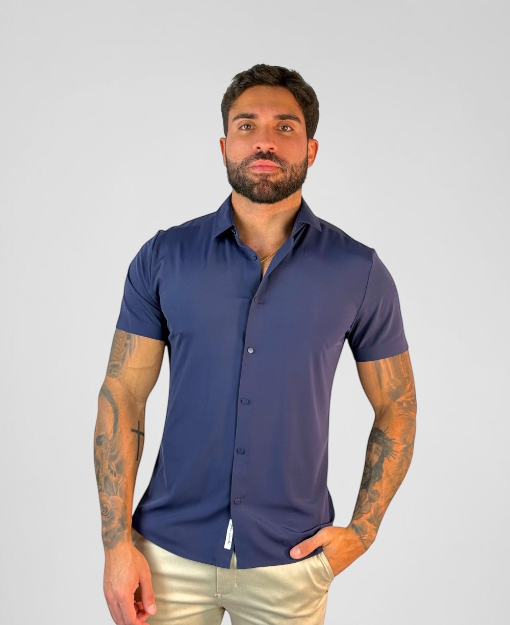 Camisa Tech Poliamida sem Costura Azul Marinho - Per Pochi