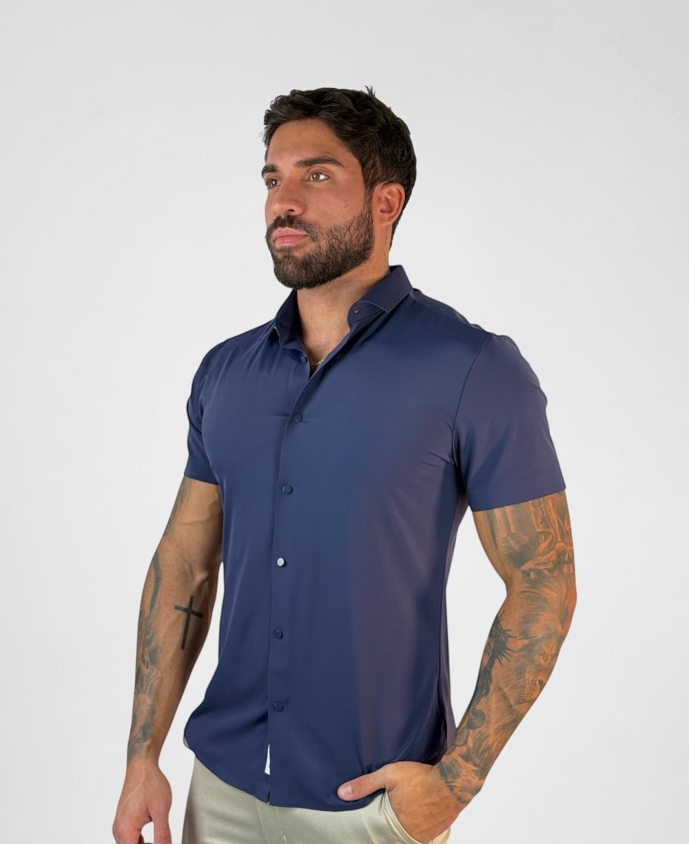 Camisa Tech Poliamida sem Costura Azul Marinho - Per Pochi