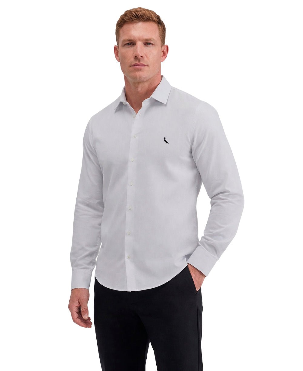 Camisa Social Branco Masculina Enxuto Elastano Manga Longa - Reserva