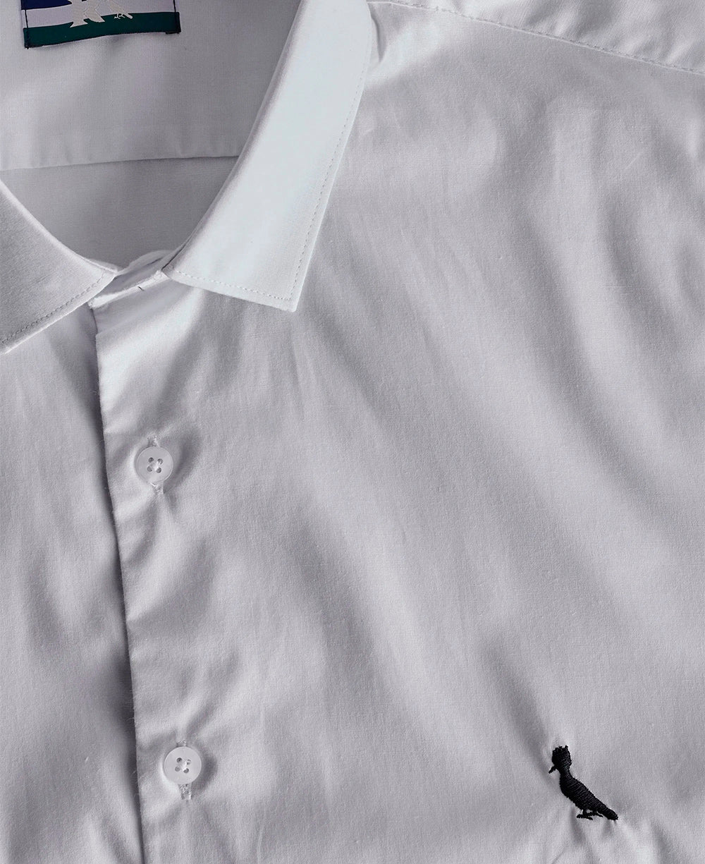 Camisa Social Branco Masculina Enxuto Elastano Manga Longa - Reserva