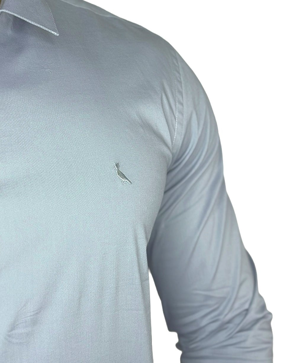Camisa Social Azul Claro Masculina Manga Longa Enxuto Elastano - Reserva