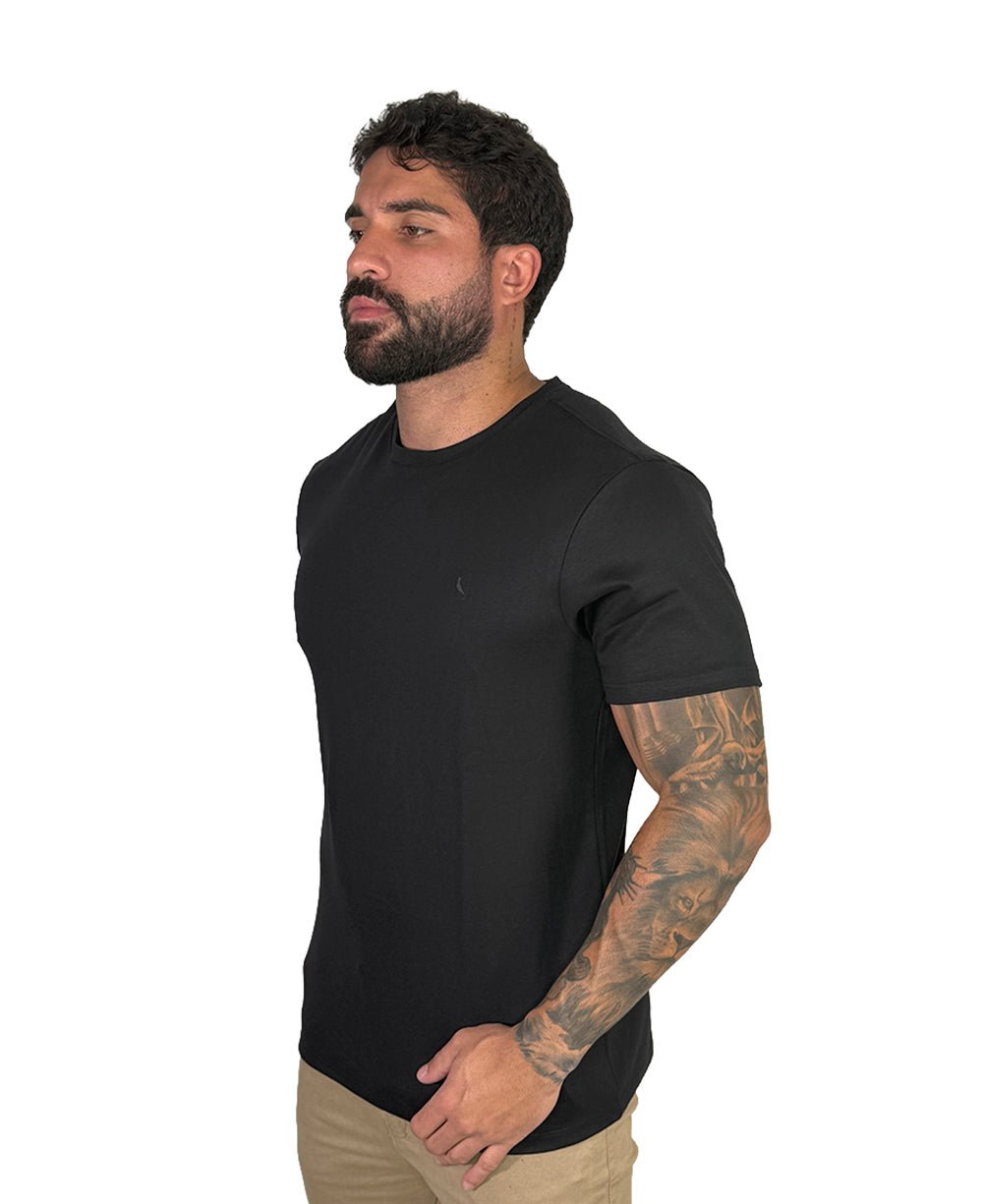 Camiseta Preta Masculina Slim Estampada - Reserva