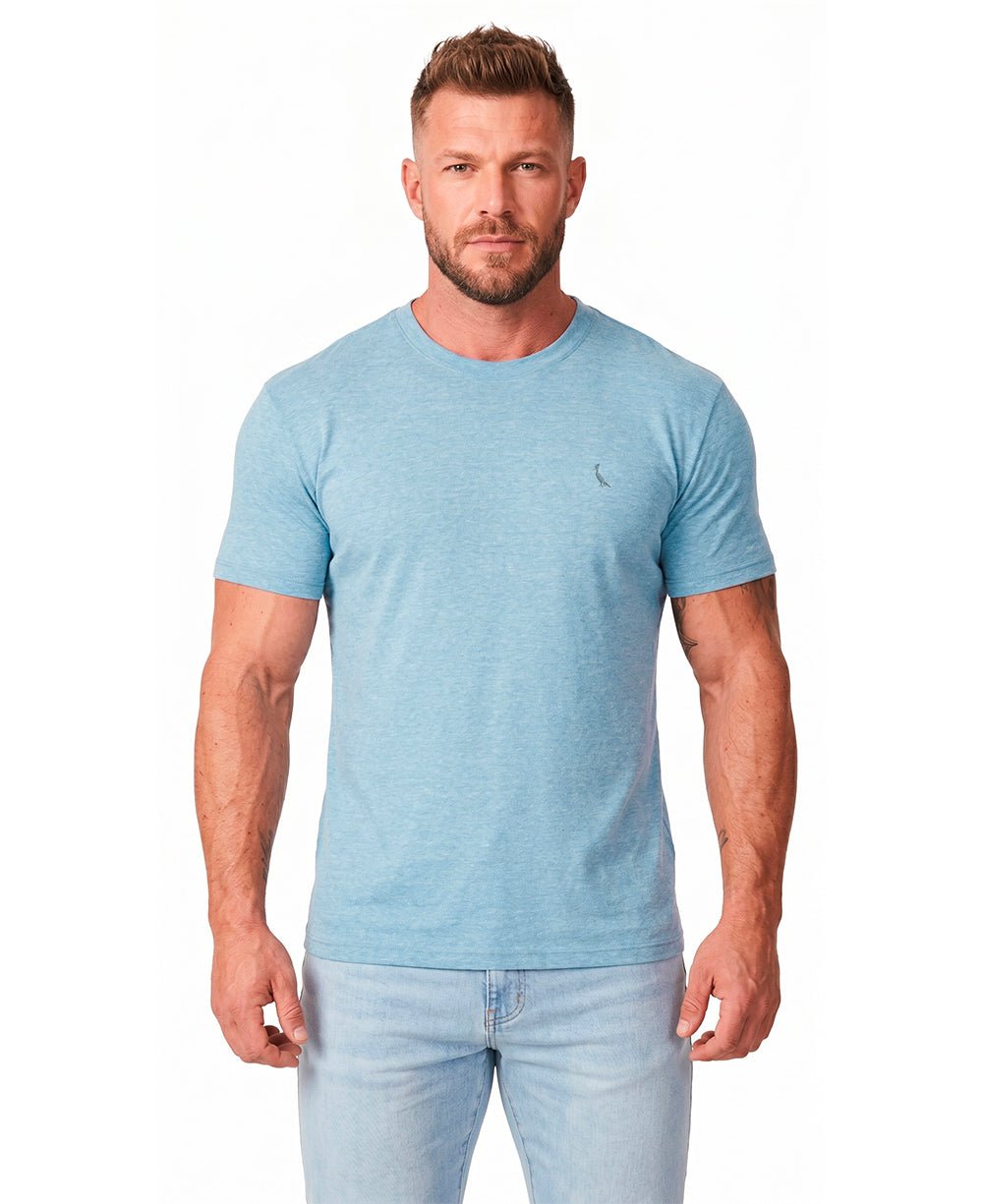 Camiseta Azul Claro Mescla Mescla Masculina Regular Fit - Reserva