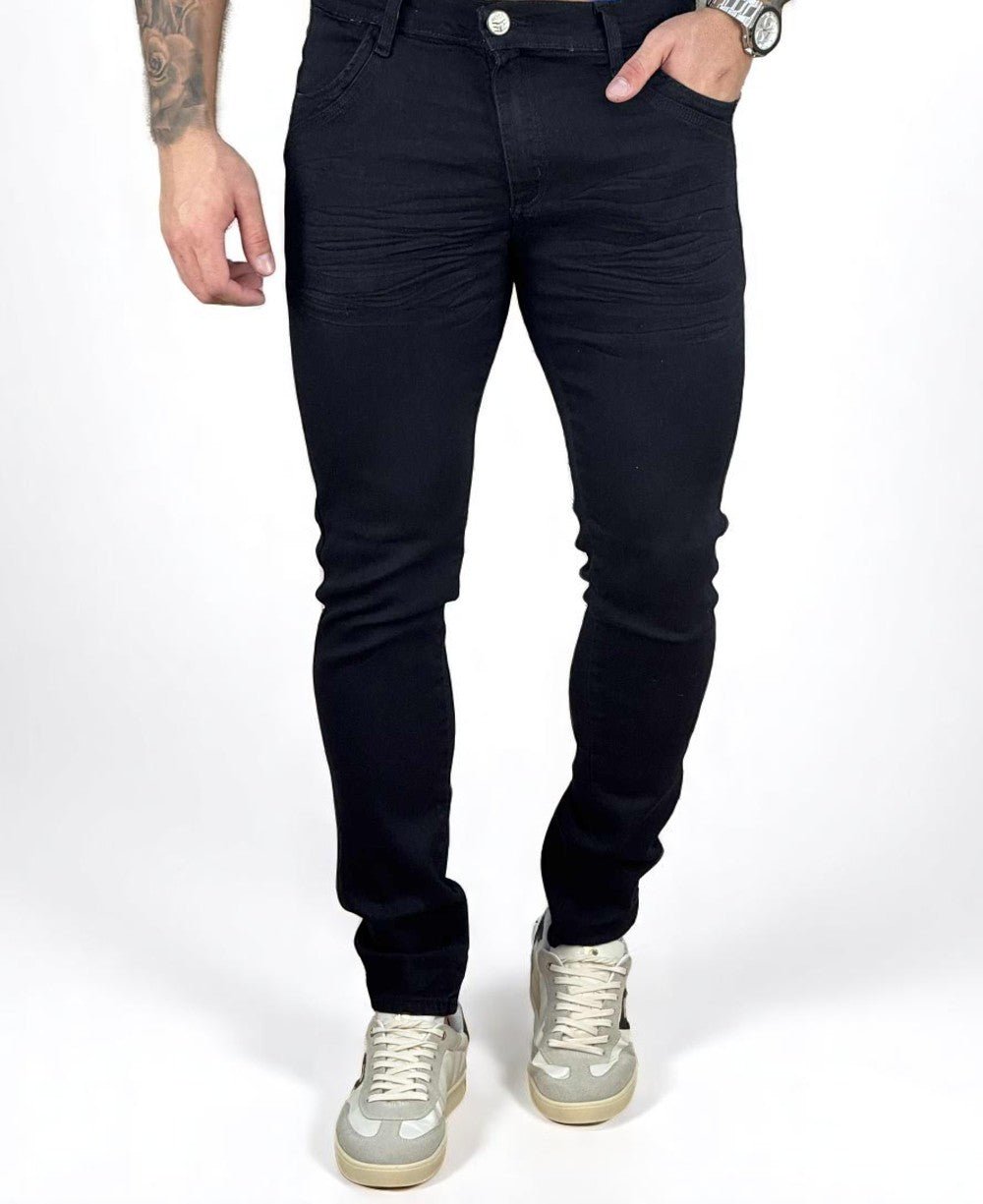 Calça Jeans Preta Masculina Lisa Super Skinny - Rota 77