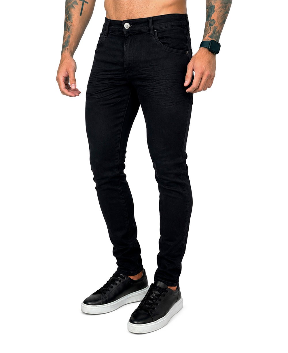 Calça Jeans Preta Masculina Lisa Super Skinny - Rota 77