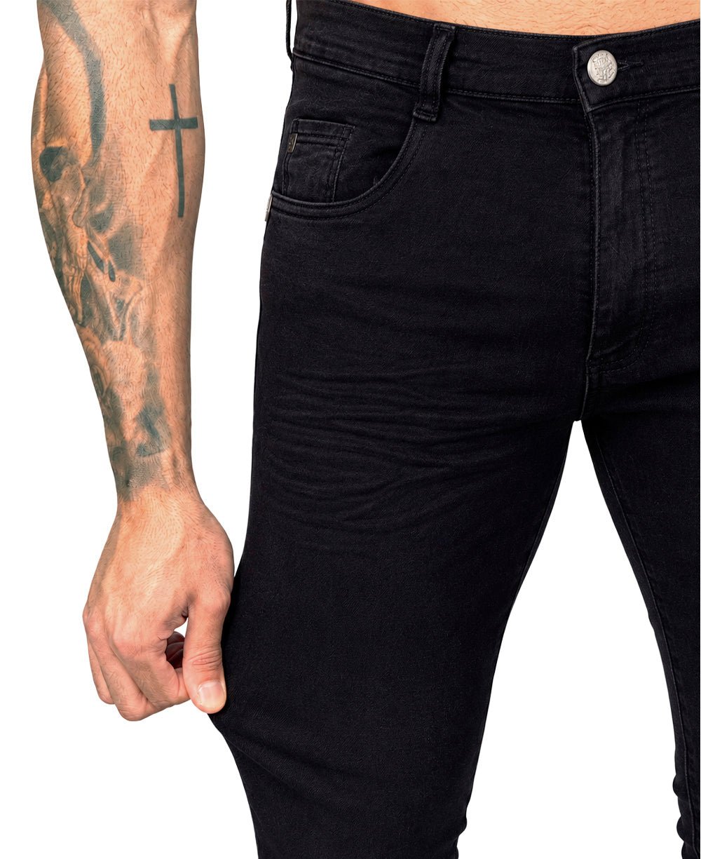 Calça Jeans Preta Masculina Lisa Super Skinny - Rota 77