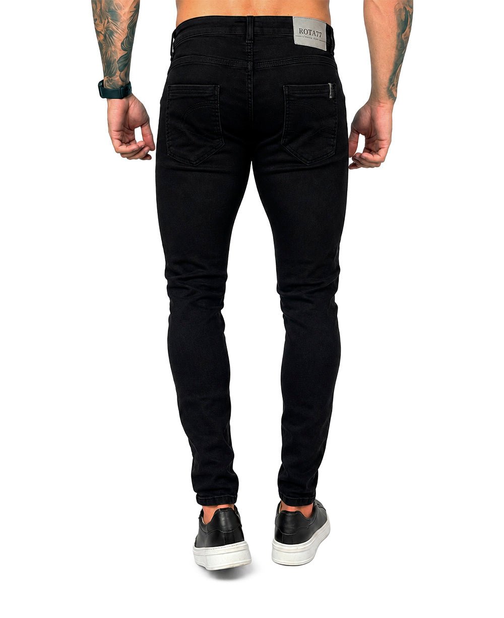 Calça Jeans Preta Masculina Lisa Super Skinny - Rota 77