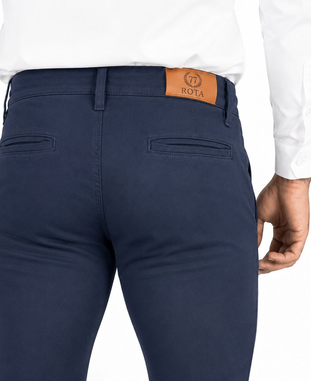 Calça Alfaiataria Azul Marinho Masculina Com Lycra - Rota77