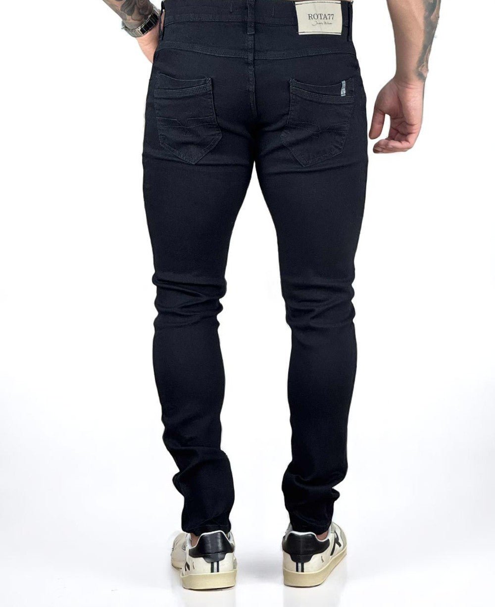 Calça Jeans Preta Masculina Lisa Super Skinny - Rota 77