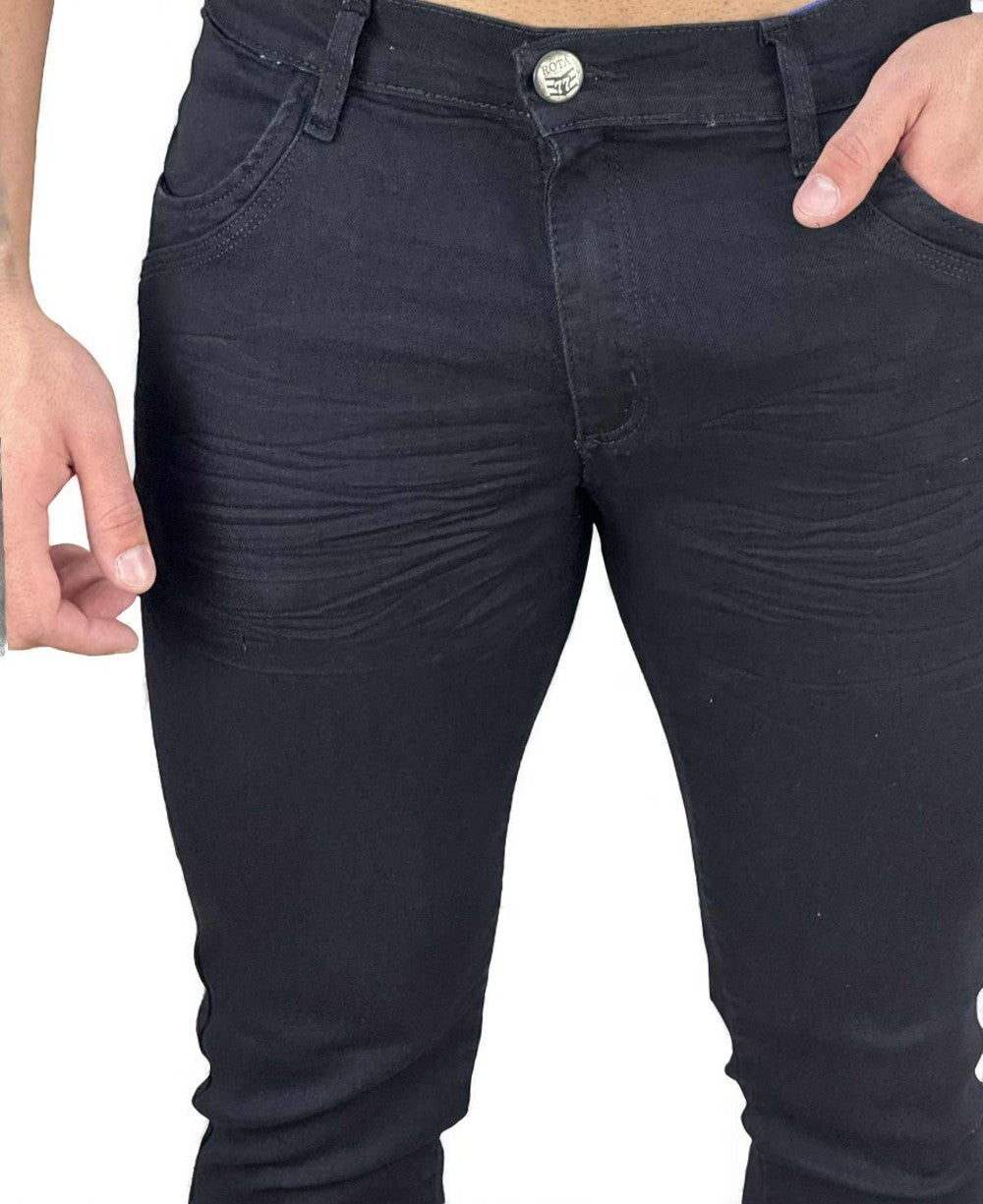 Calça Jeans Preta Masculina Lisa Super Skinny - Rota 77