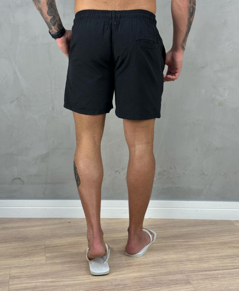 Shorts de Linho Preto Masculina Lisa Skinny - Afri.co