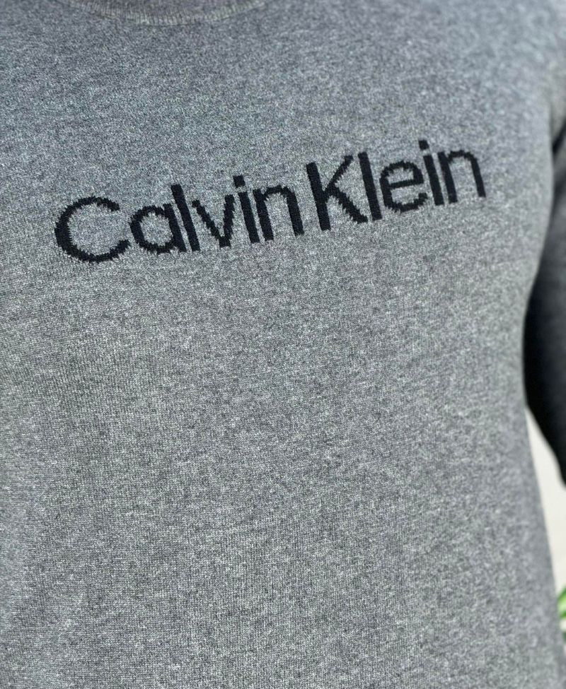 Suéter Cinza Mesclado Masculino Gola Careca - Calvin Klein