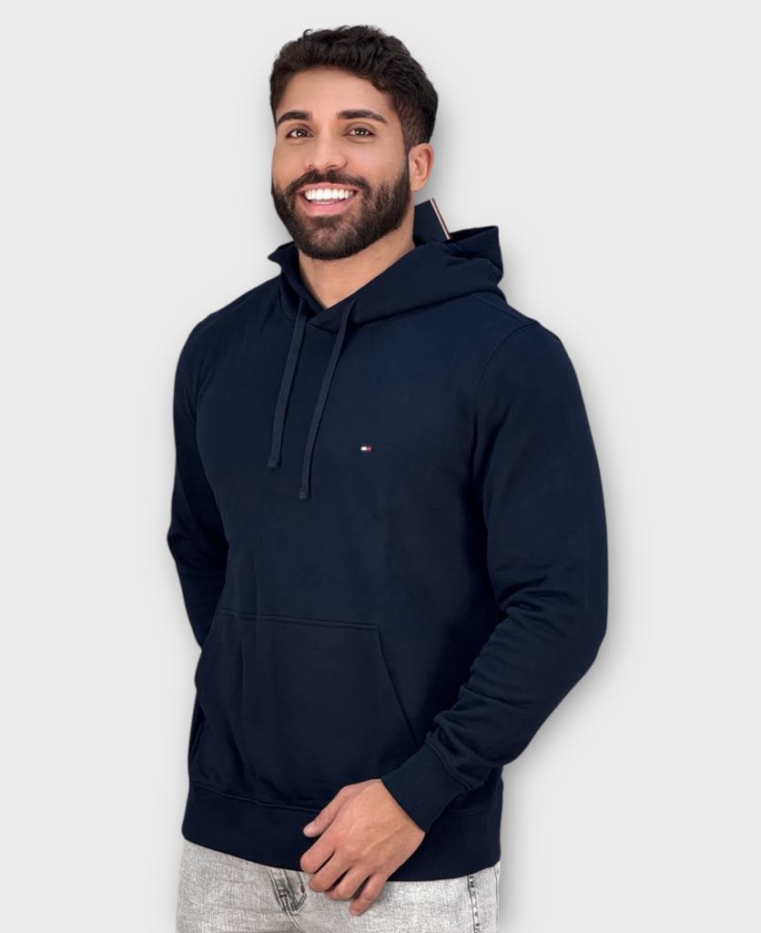 Moletom Azul Marinho Masculino Clássico Felpado - Tommy Hilfiger