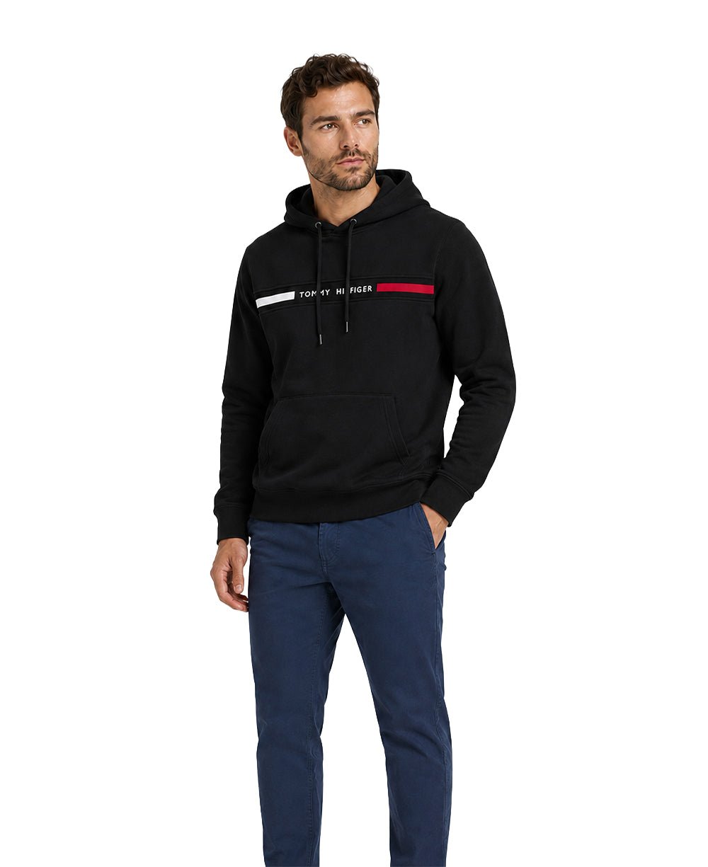 Moletom Preto Masculino Com Capuz Logo no Peito - Tommy Hilfiger