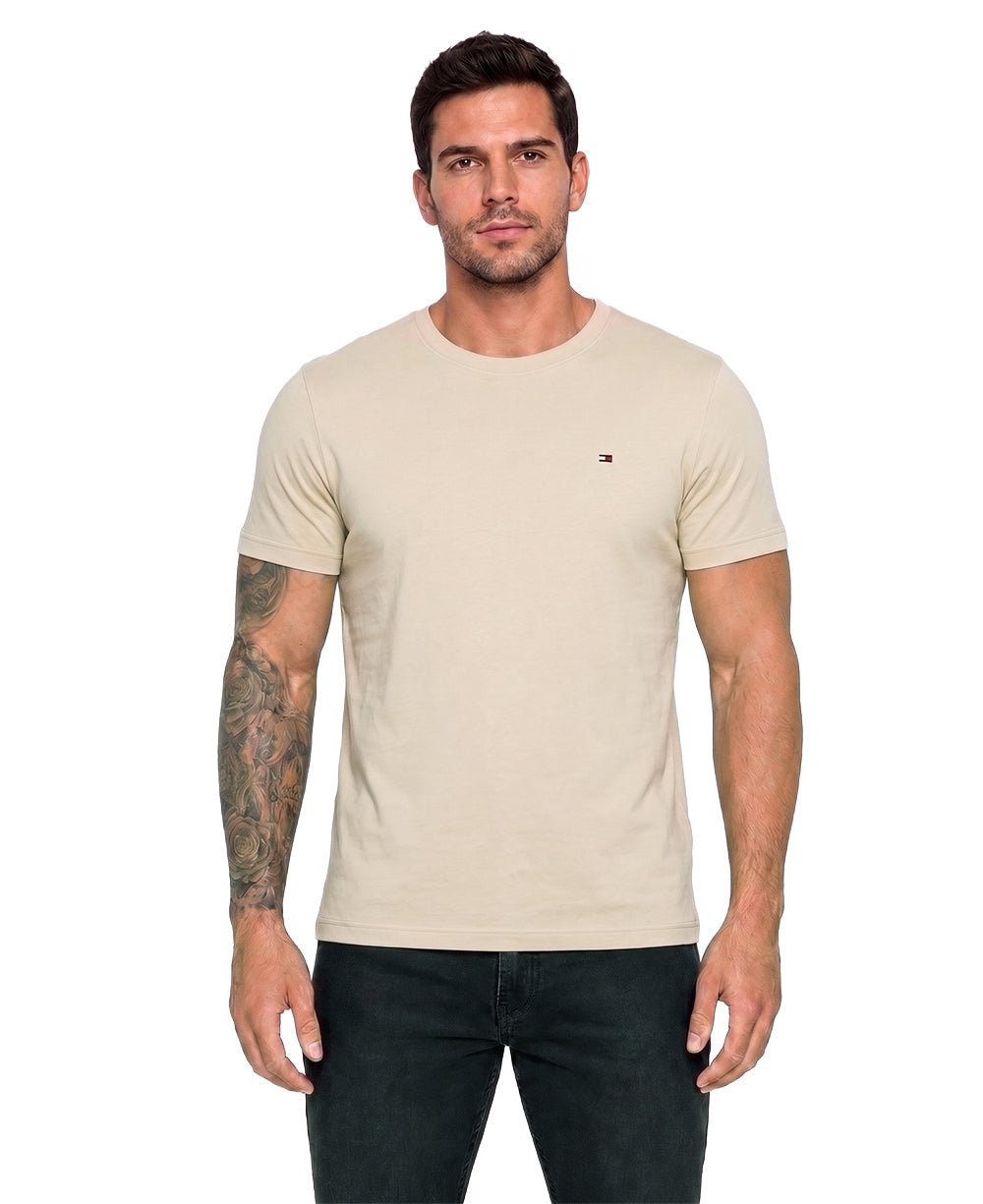 Camiseta Bege Claro Masculina Classic Cotton - Tommy Hilfiger