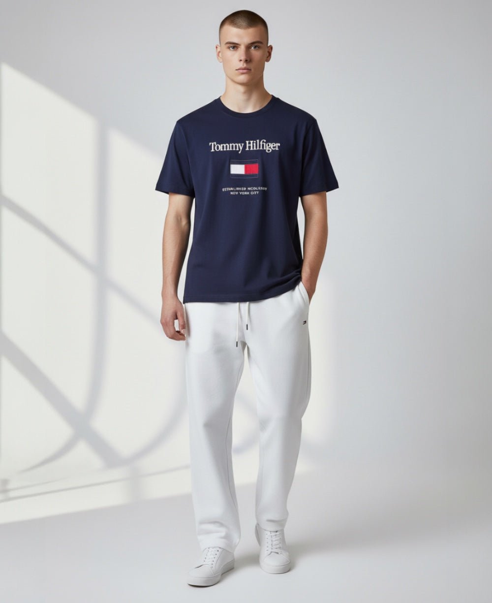 Camiseta Azul Marinho Masculino Embro Flag Tee - Tommy Hilfiger