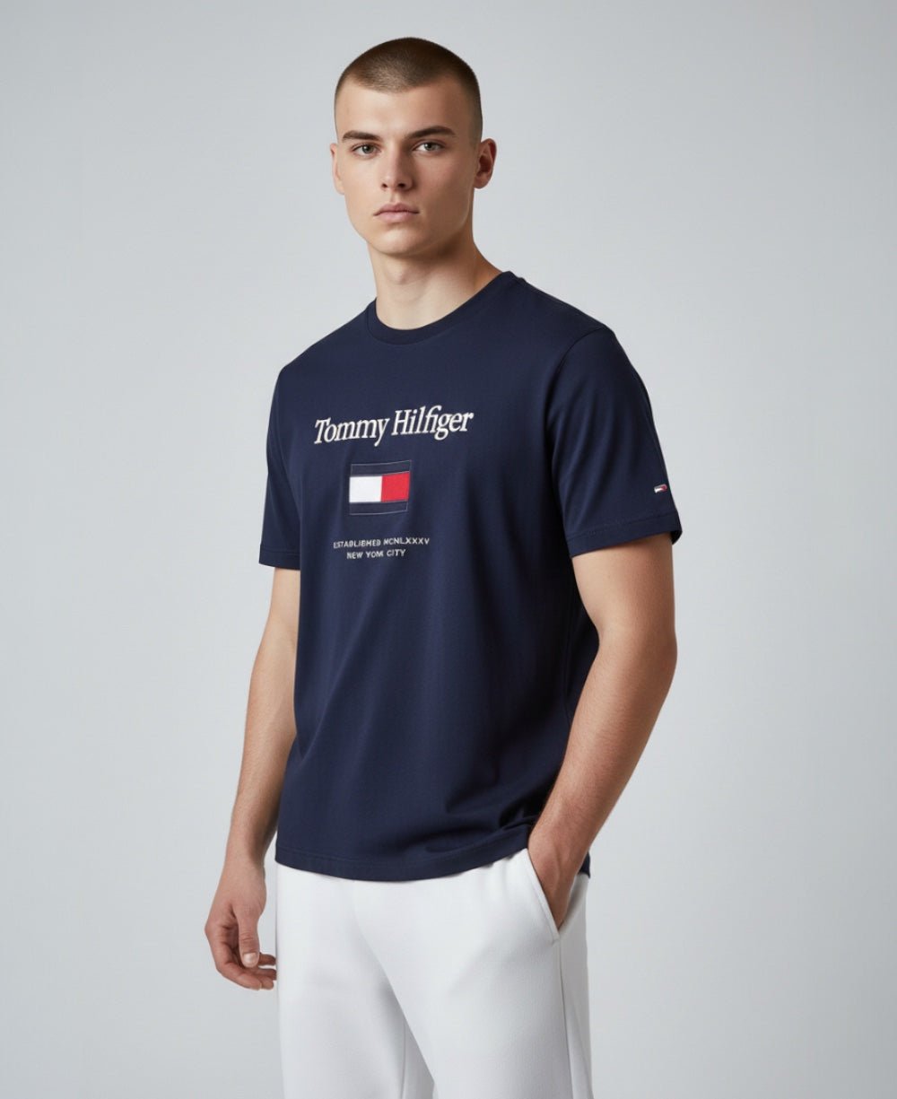 Camiseta Azul Marinho Masculino Embro Flag Tee - Tommy Hilfiger