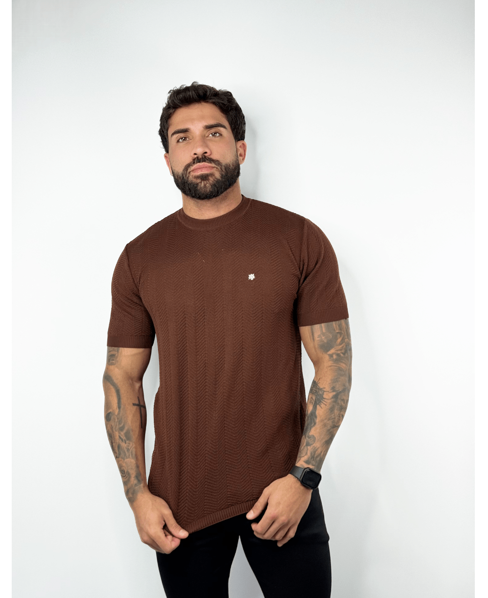 Camiseta Chocolate Masculina Tric Texture - Truehero