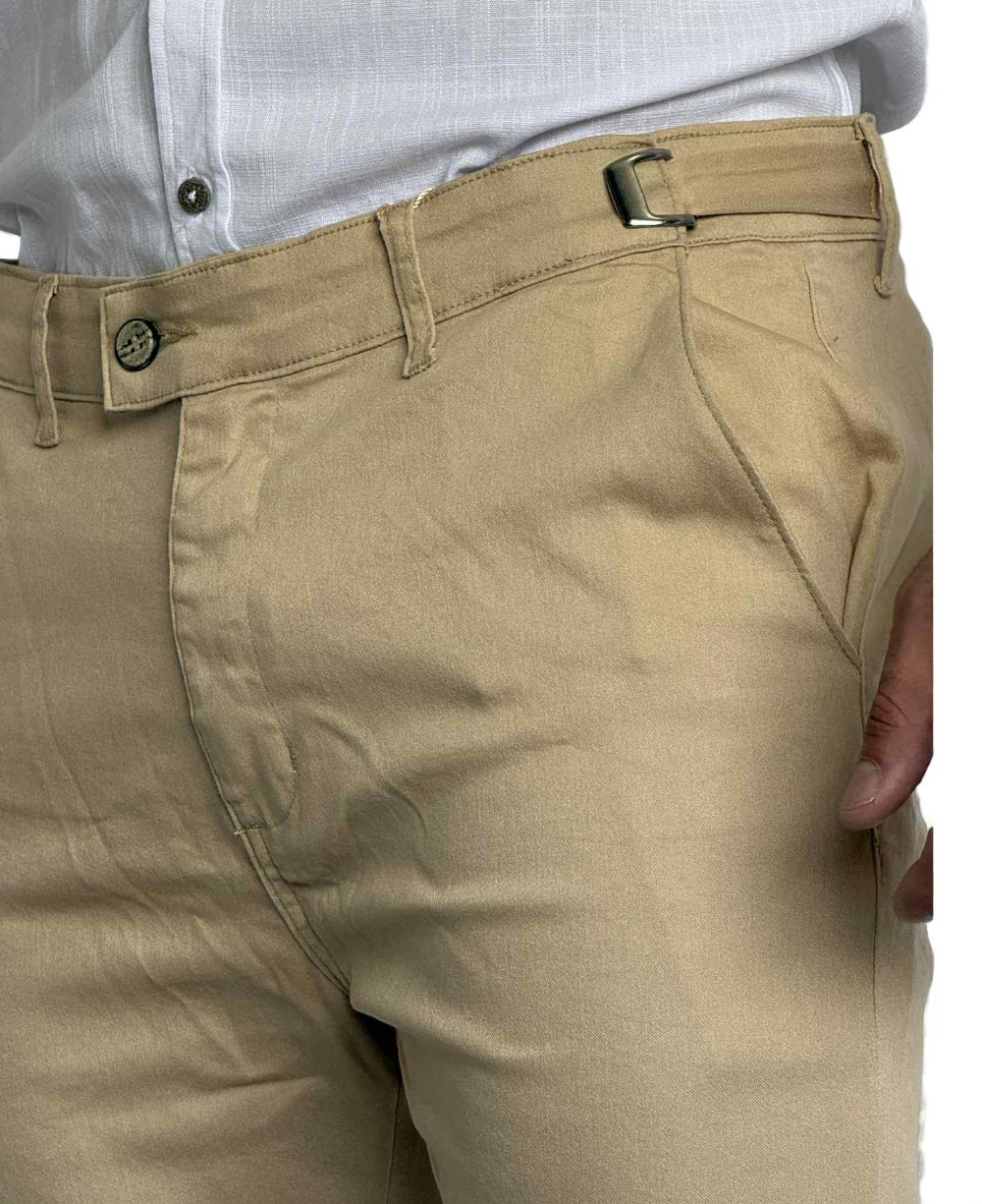 Calça Alfaiataria Bege com Regulagem - Truehero