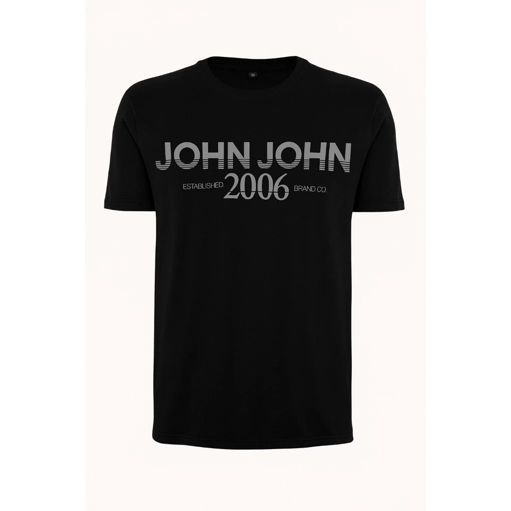Camiseta Regular Preto Fit Double Stripes BK - John John