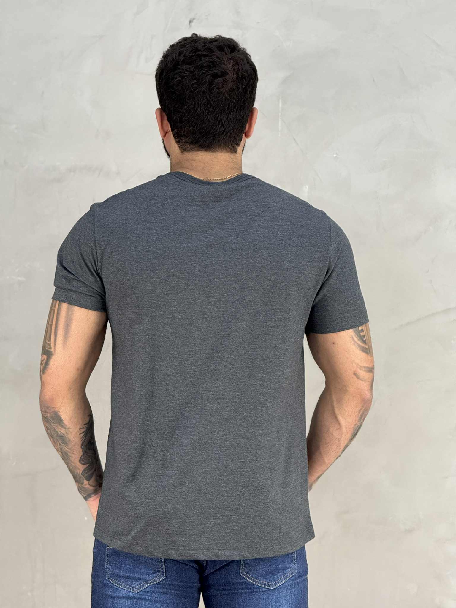 Camiseta Grafite Mescla Masculina Malha Regular - Aramis
