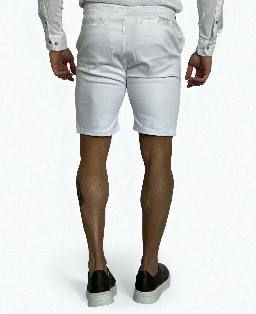 Bermuda Alfaiataria Branca com Regulagem Masculina - Per Pochi
