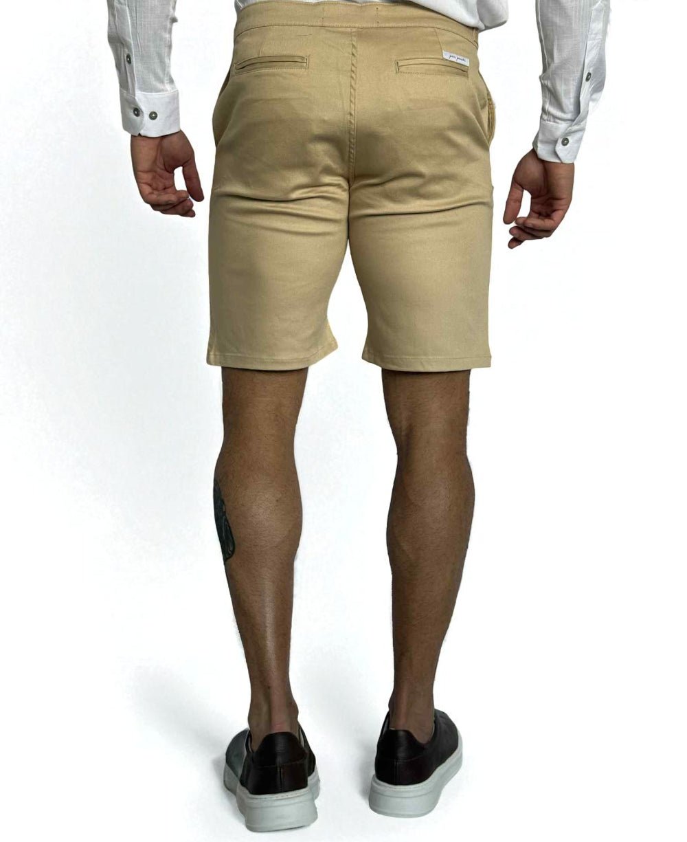 Bermuda Alfaiataria Areia com Regulagem Masculina - Per Pochi