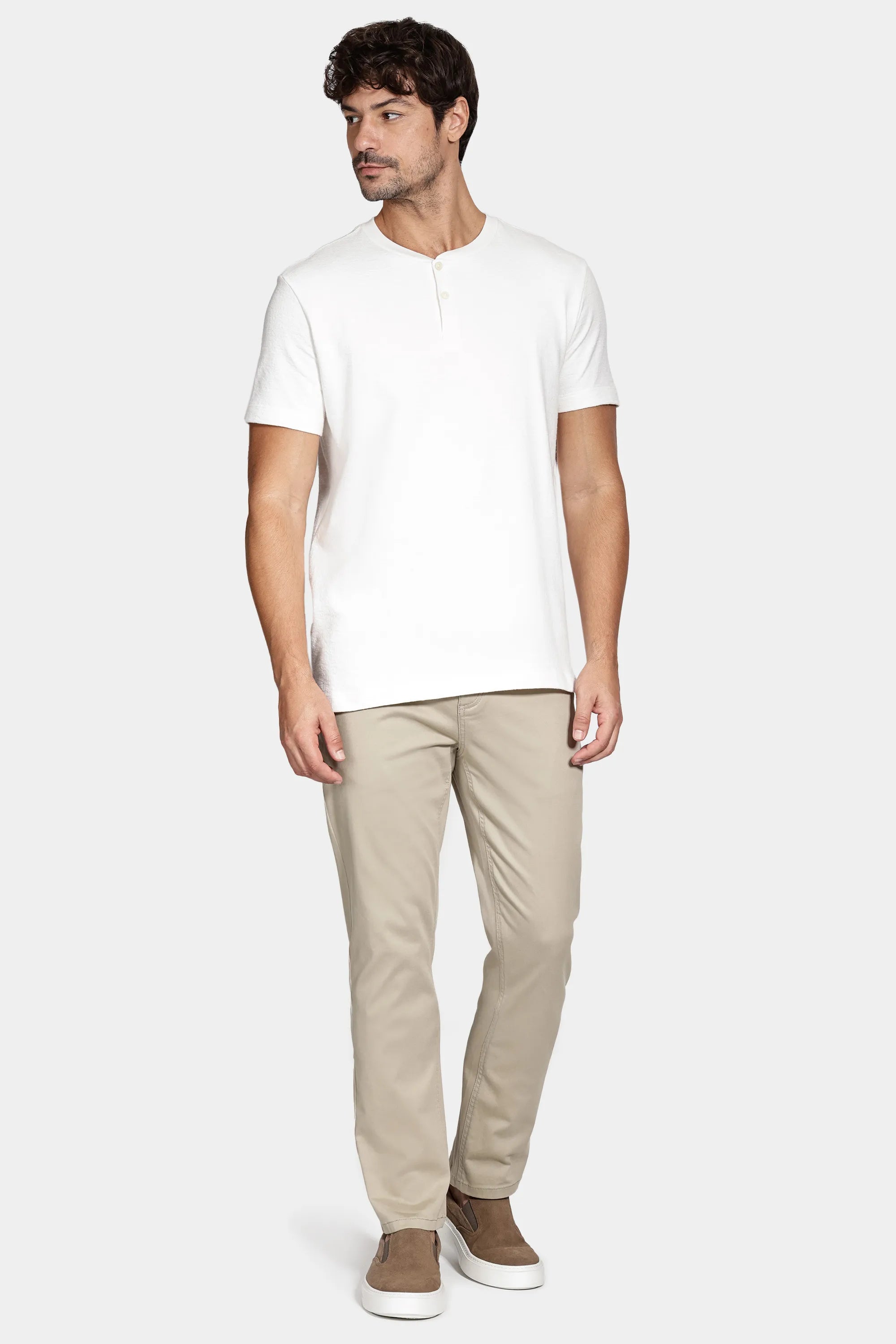 Camiseta Manga Curta Malha Portuguesa Tricot Off White