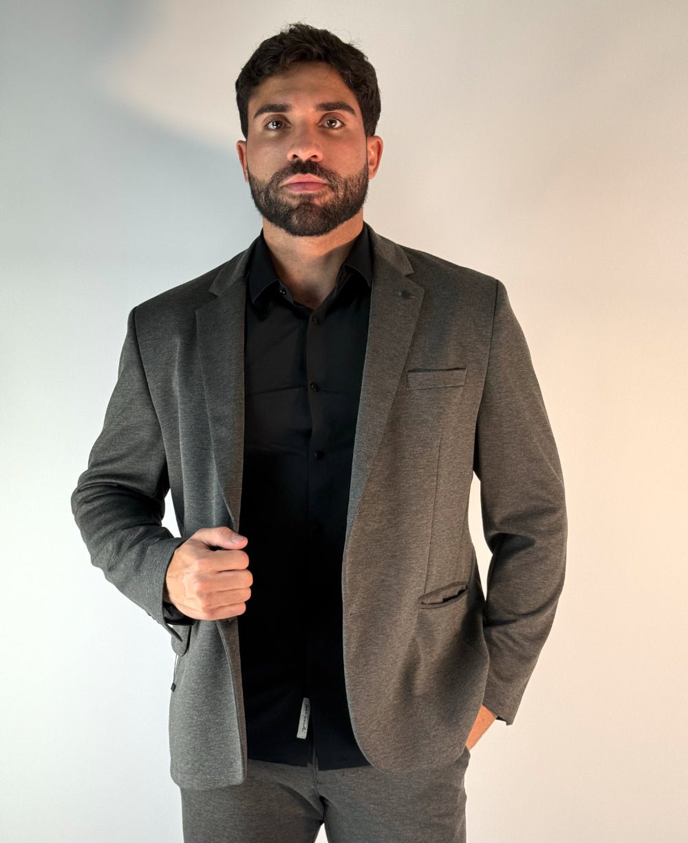 Blazer Mescla Escuro Piquet Slim - Guilherme Soul