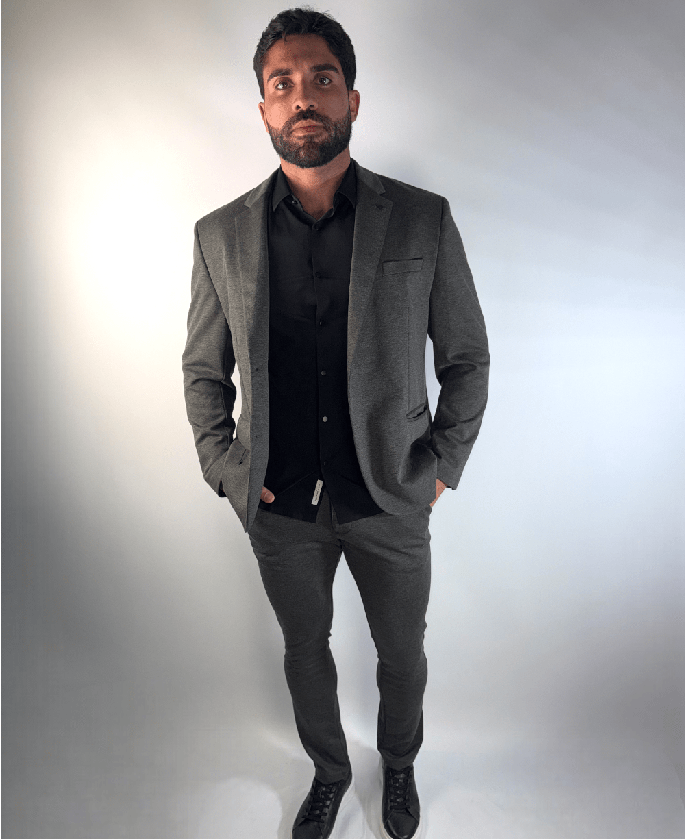 Blazer Mescla Escuro Piquet Slim - Guilherme Soul