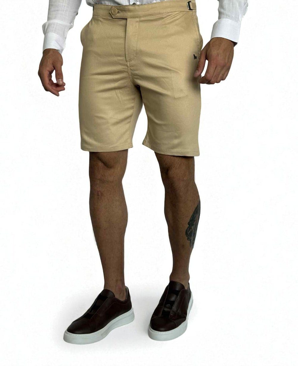 Bermuda Alfaiataria Areia com Regulagem Masculina - Per Pochi