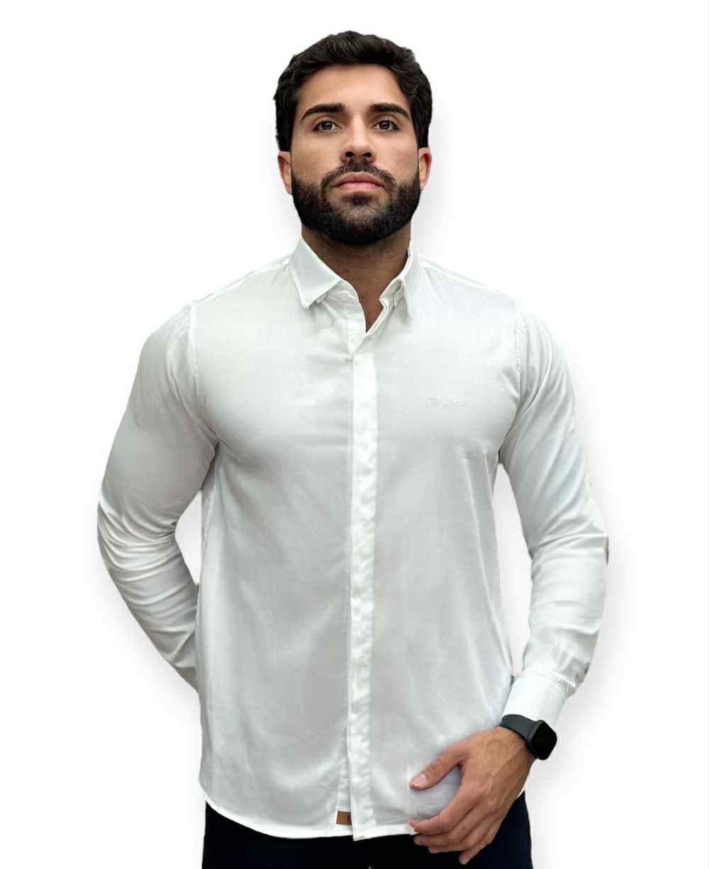 Camisa Social Manga longa Branca Slim Básica - Paladho's