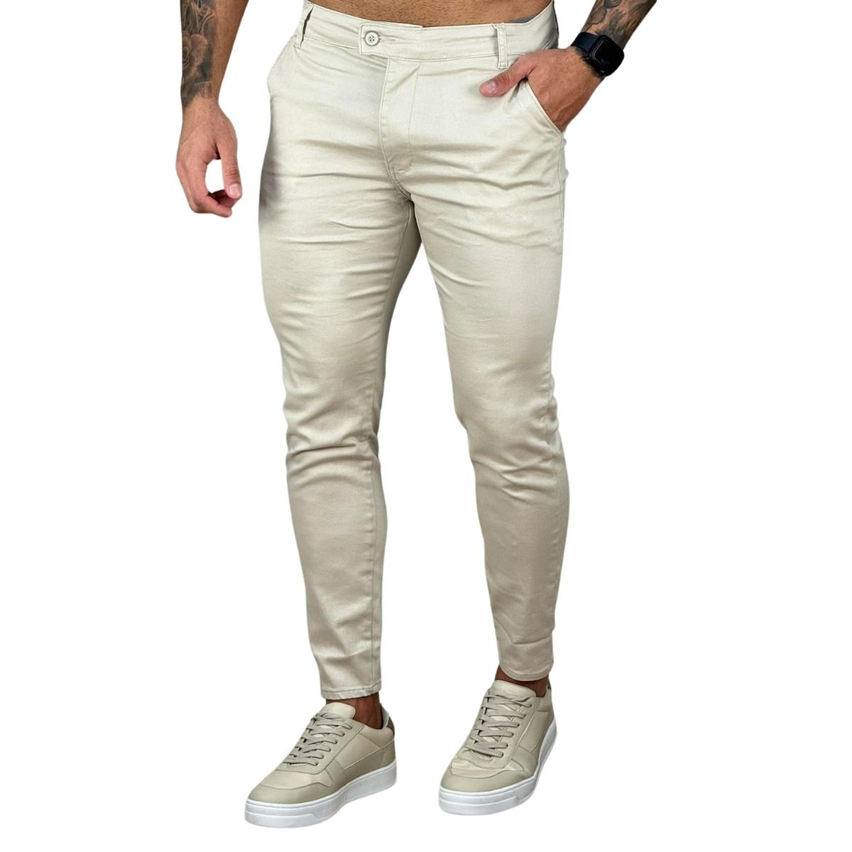 Calça Alfaiataria Creme Masculina Sknny - Truehero