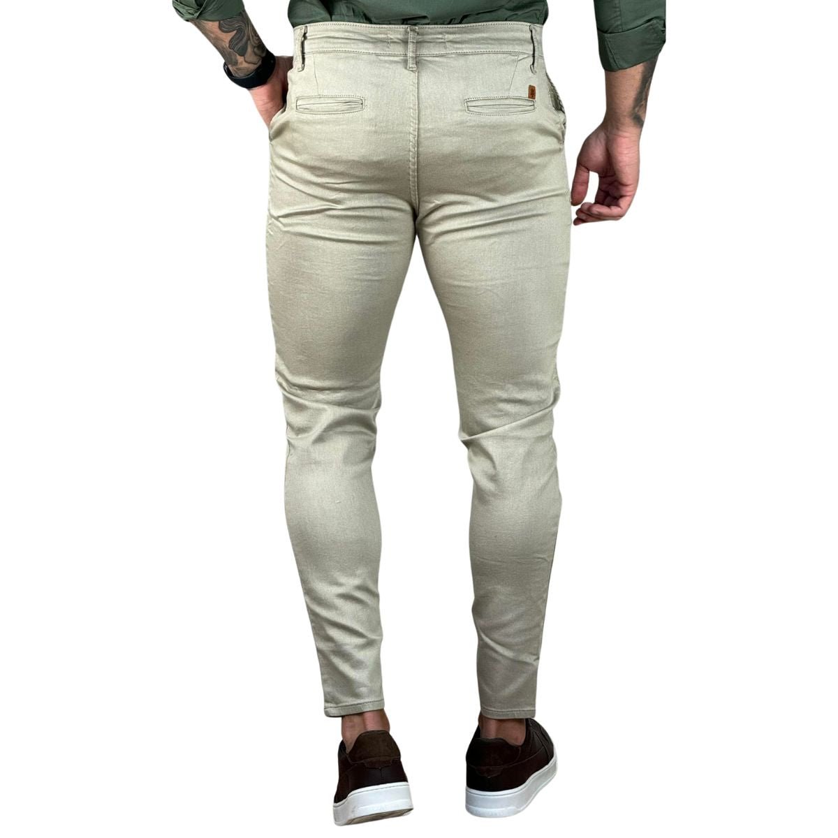 Calça Alfaiataria Caqui Claro Masculina Skinny - Truehero