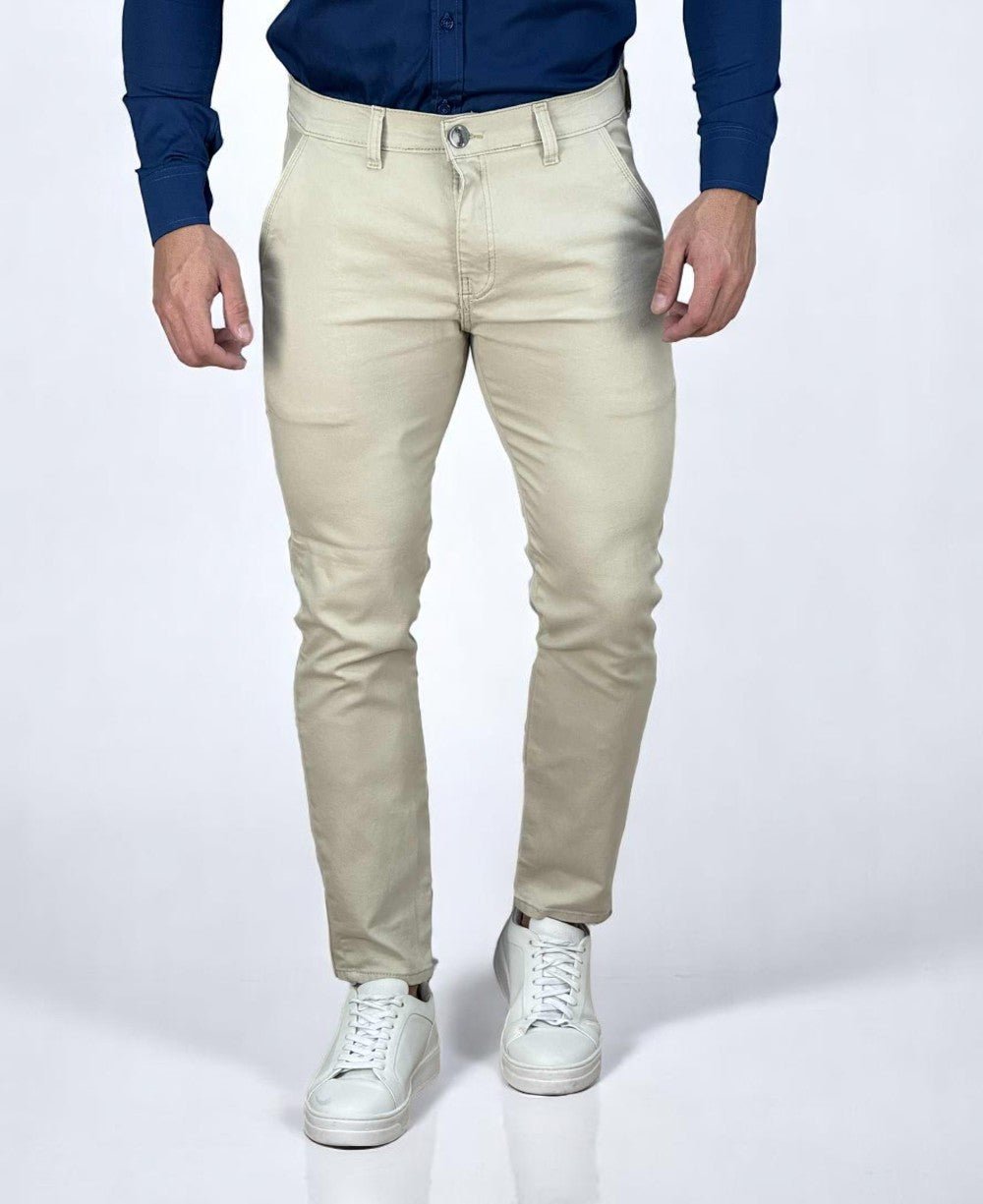 Calça Alfaiataria Bege Masculina com Lycra Essencial