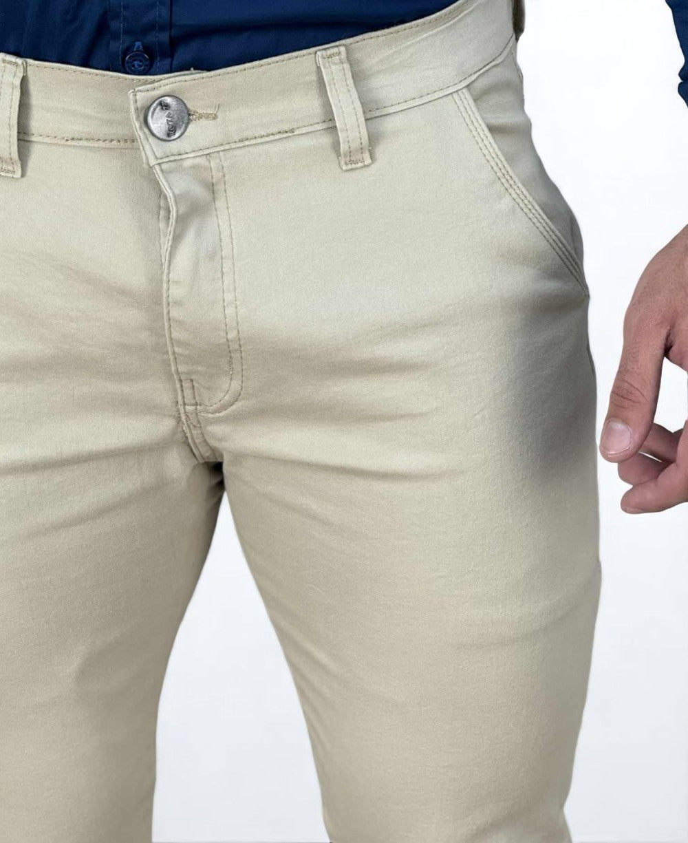 Calça Alfaiataria Bege Masculina com Lycra Essencial - Rota