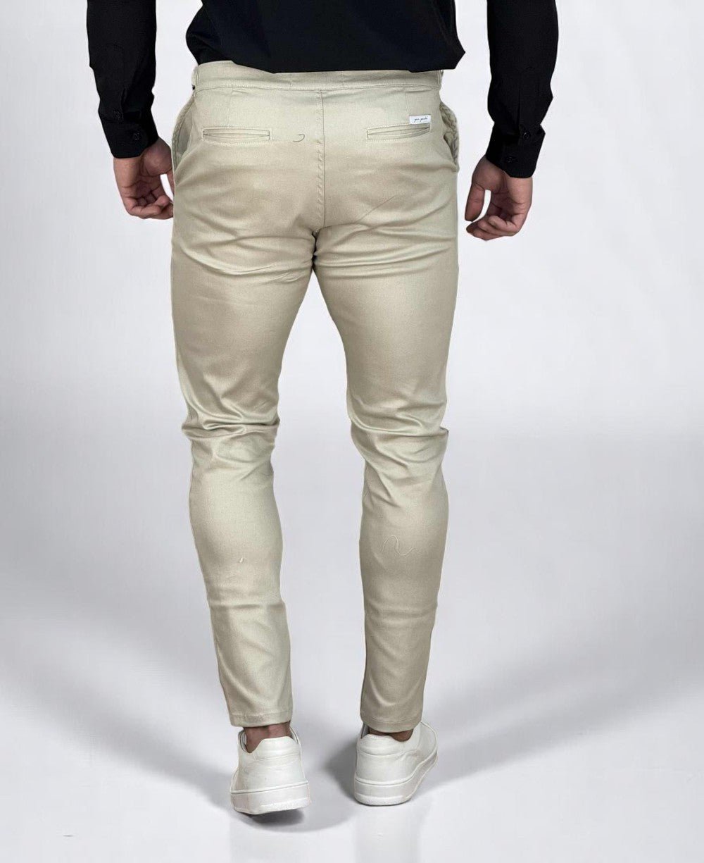Calça Alfaiataria Areia Masculina Com Regulagem - Per Pochi