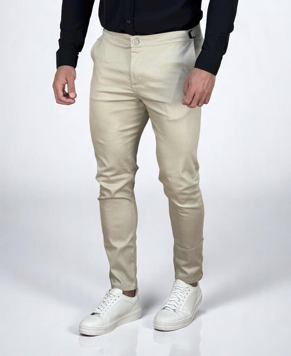 Calça Alfaiataria Areia Masculina Com Regulagem - Per Pochi