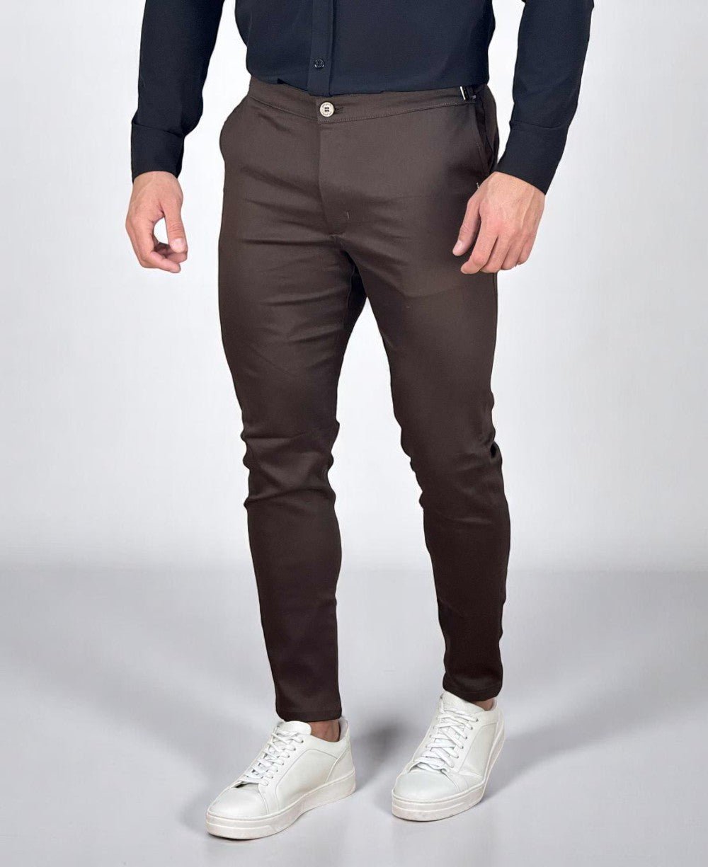 Calça Alfaiataria Marrom Masculina Regulagem - Per Pochi