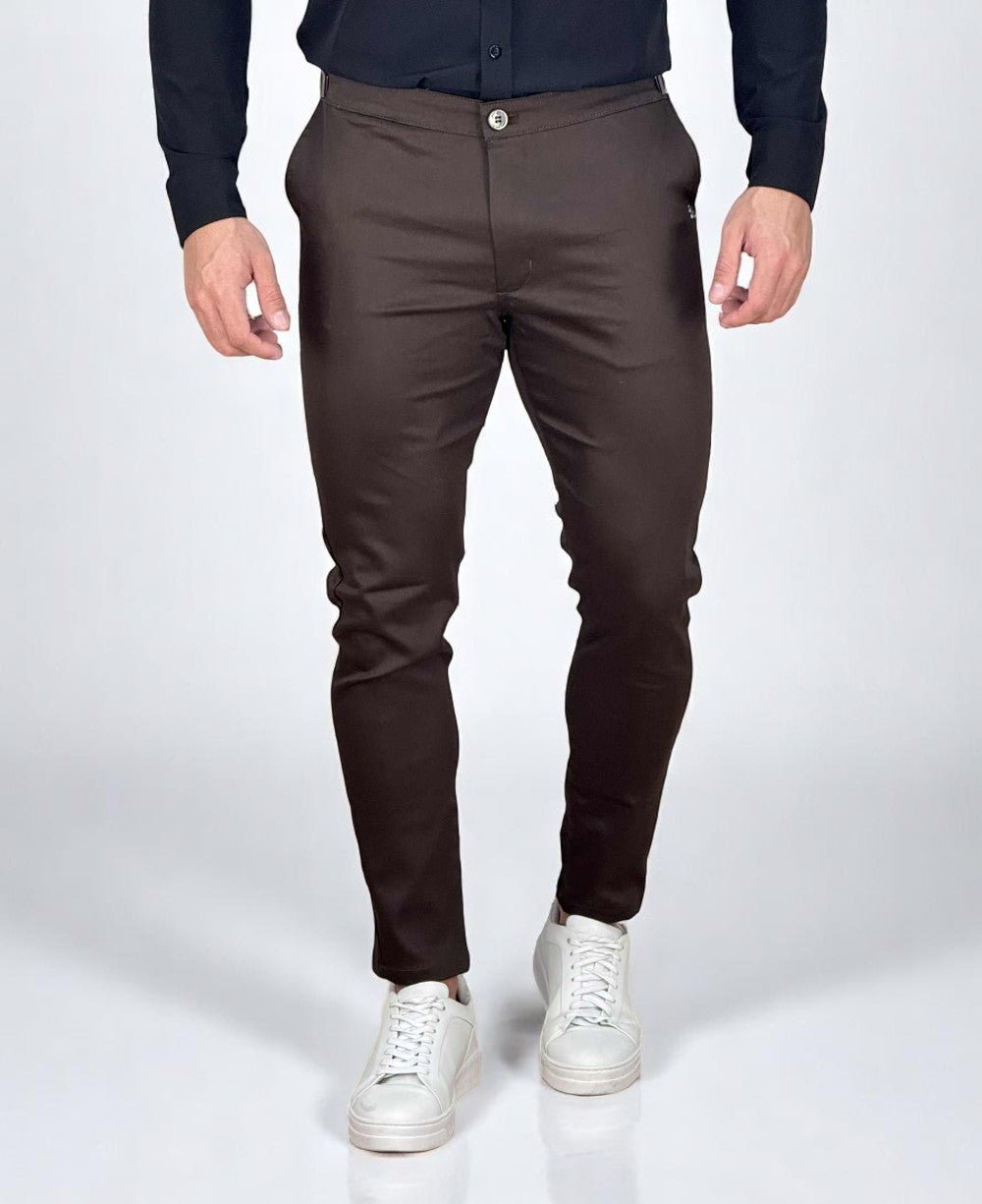 Calça Alfaiataria Marrom Masculina Regulagem - Per Pochi