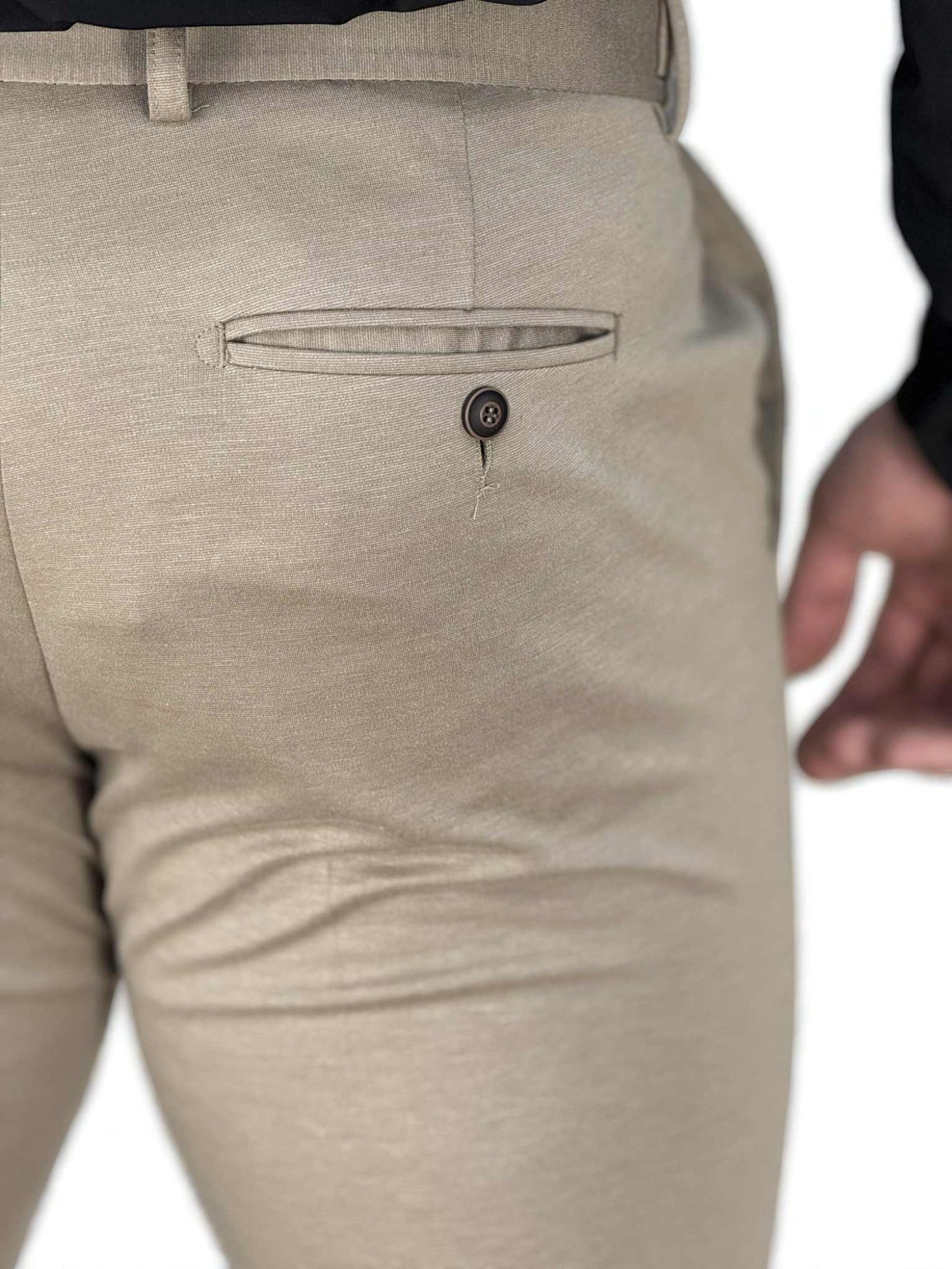 Calça Alfaiataria Caqui Masculina Com Regulagem Slim - Guilherme Soul