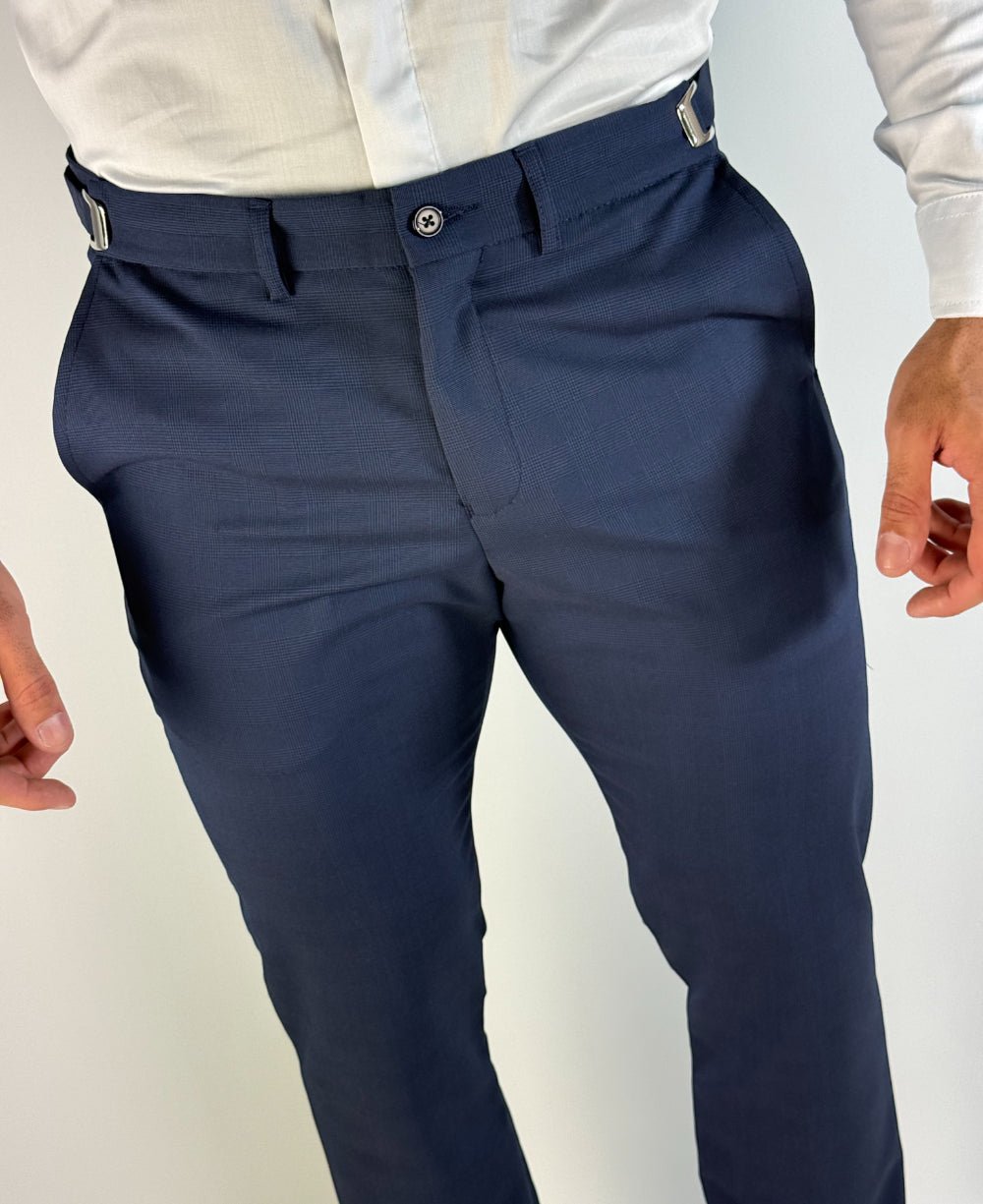 Calça Alfaiataria Regular Pv Xadrez Marinho - Guilherme Soul