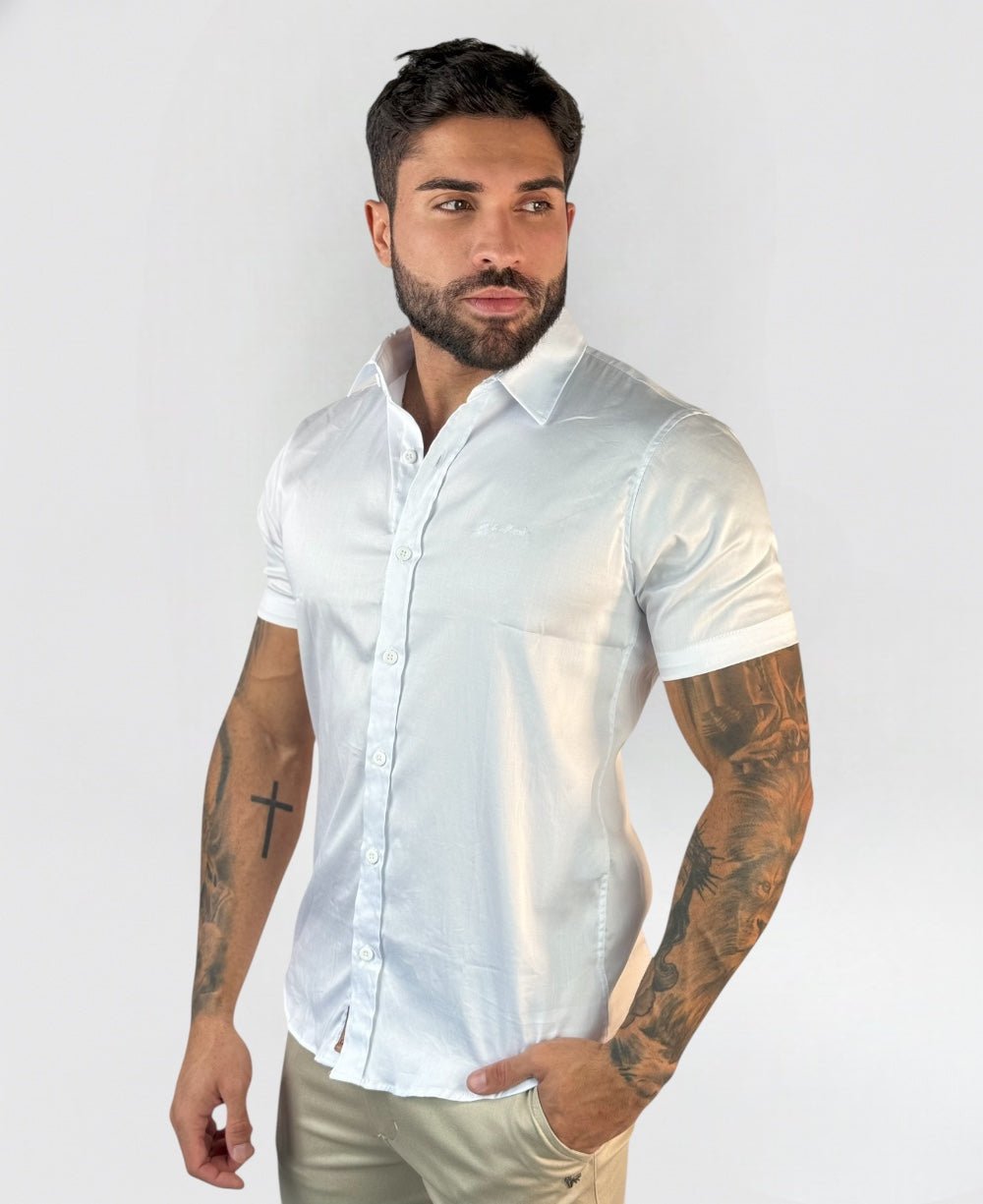 Camisa Social Branca Manga Curta Masculino Básica - Paladho's Jeans