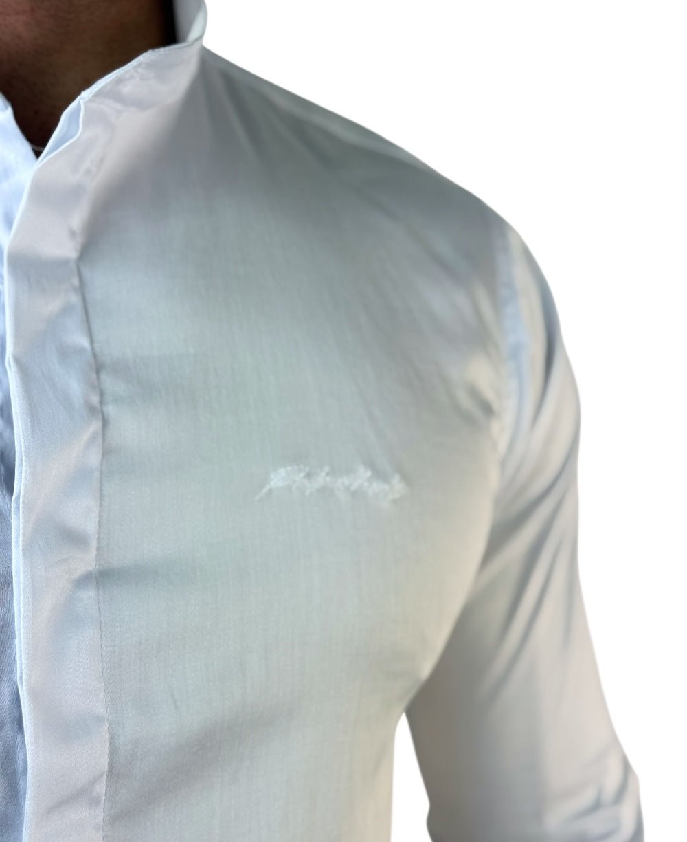 Camisa Manga longa Branca Gola Padre Acetinada - Paladhos