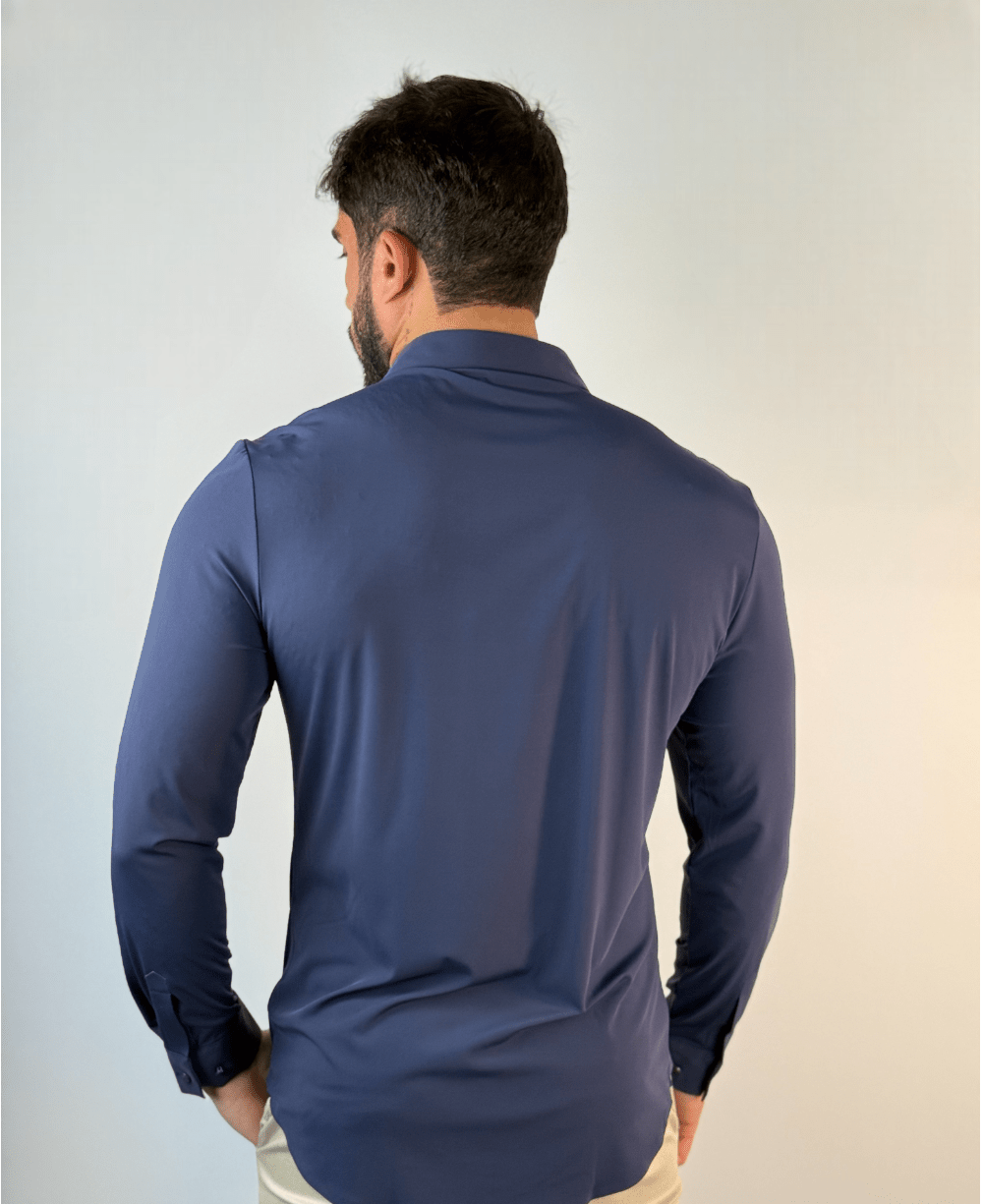 Camisa Manga Longa Tech Poliamida sem Costura Azul Marinho - Per Pochi